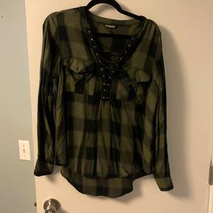 Express green plaid shirt